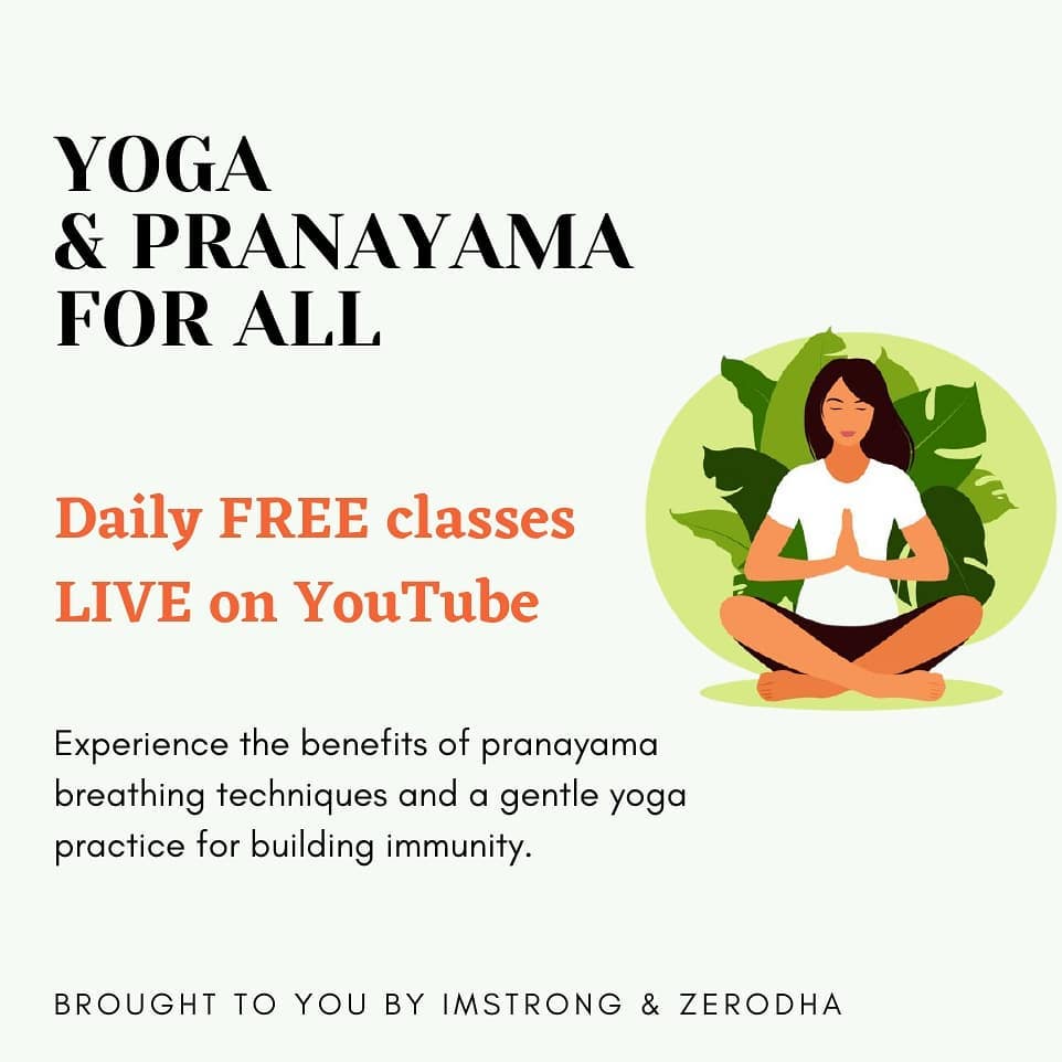 imstrongteam's tweet photo. To help you take care of your physical &amp; mental health, we've started a series of LIVE yoga and pranayama classes on YouTube in partnership with @zerodha 

Subscribe to the I...

https://t.co/wPa10VprPm via https://t.co/cuNUOn0Ti5 https://t.co/ZwHLEyZ3ga