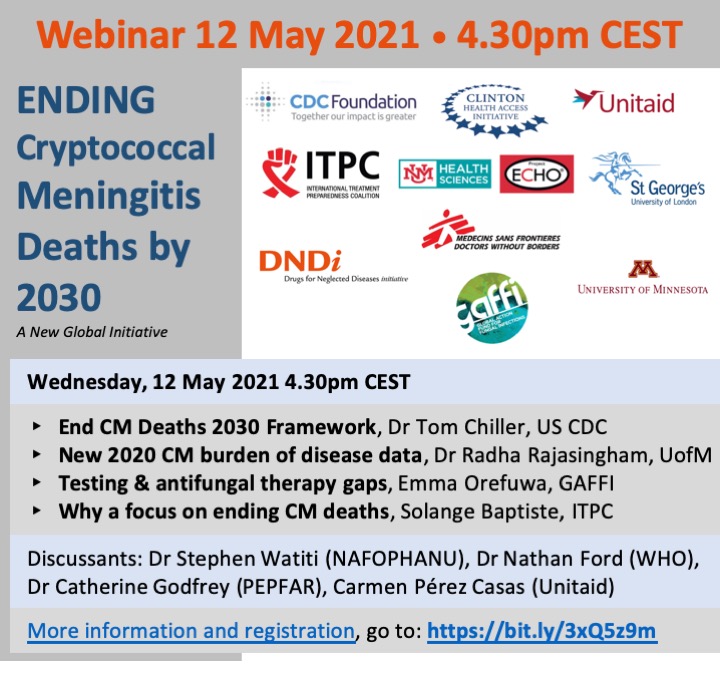 DNDi's tweet photo. Today! ⏰ Join a webinar on cryptococcal #meningitis, one of the leading causes of death in people with advanced #HIV.

More info &amp; register 👉 https://t.co/P18Ng5R5Gn https://t.co/T0yxYag6de