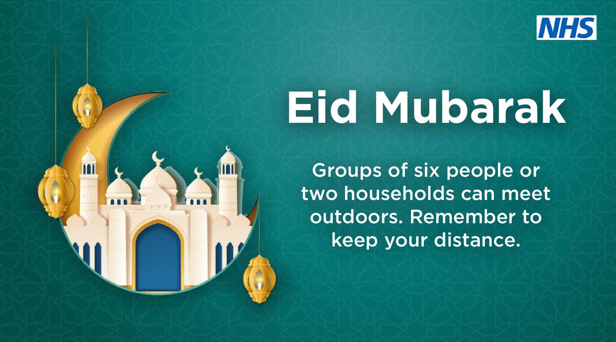DurhamCouncil's tweet photo. Eid Mubarak to all those celebrating this week. Keep yourself and loved ones safe by keeping within the current restrictions – we can meet outside in groups of six people or two households. 

Please remember to keep your distance. https://t.co/GYcEhkPrFF