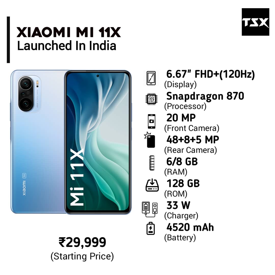 TECHSmartX's tweet photo. Xiaomi Mi 11X & 11X Pro Launched In India
Follow us for Tech Updates @TECHSmartX
#mi11xpro #mi11x
#realmex #huaweip40pro #samsunggalaxym31
#s10plus #Realme6Pro #huaweip30 #phone_therapy
#smartphone #instatech #xiaomiindia
#android #TechSmartX #TechSmartXUpdates #TechSmartXTeam https://t.co/BlnCTgvxqY