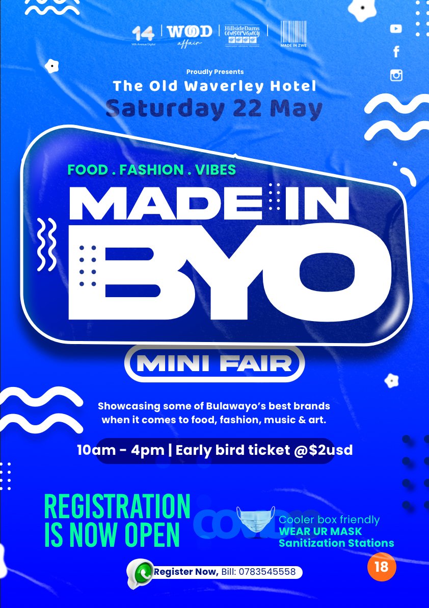 CulxureMag's tweet photo. #MadeInByo : Food + Fashion + Vibes

Don't miss out on Saturday 22 May 2021.

@14thAvedigital

#CulxureZw https://t.co/N00RmZwYrC