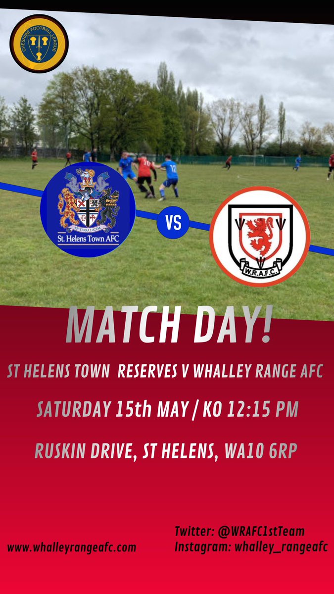 Whalley Range AFC (@wrafc1stteam) on Twitter photo The 1st of 2 big away trips upcoming.
🆚 <a href="/STHTownAFCRes/">St Helens Town Cheshire Reserves</a>
📍Ruskin Drive, St Helens, WA10 6RP
📆 Saturday 15th May
🕛 12:15 PM KO
🏆 <a href="/CheshireFL/">Cheshire Football League ⚽️</a> 2
UpTheWhalley 🔴⚫️ The 1st of 2 big away trips upcoming.
🆚 <a href="/STHTownAFCRes/">St Helens Town Cheshire Reserves</a>
📍Ruskin Drive, St Helens, WA10 6RP
📆 Saturday 15th May
🕛 12:15 PM KO
🏆 <a href="/CheshireFL/">Cheshire Football League ⚽️</a> 2
UpTheWhalley 🔴⚫️