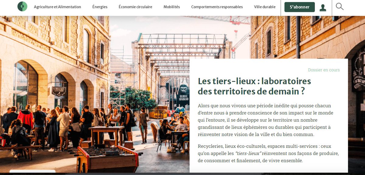 Les #Tierslieux, laboratoires des villes de demain ? 

Découvrez notre nouvelle série thématique sur lieux éphémères ou durables qui participent à réinventer notre vision de la ville et du bien commun.

#urbanisme #villedurable 
leshorizons.net/les-tiers-lieu…