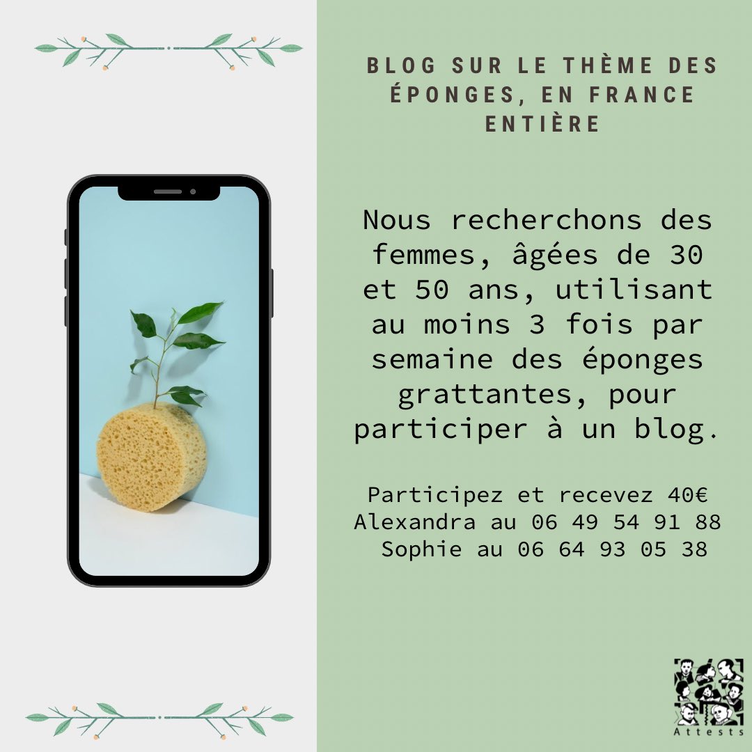 ATTESTS75's tweet photo. Blog sur le thème des éponges 🧽 
💶 Participez et recevez 40 €
📌 Pour plus d’infos rendez-vous sur https://t.co/xLt4olnKJx https://t.co/LITXm9bAIg