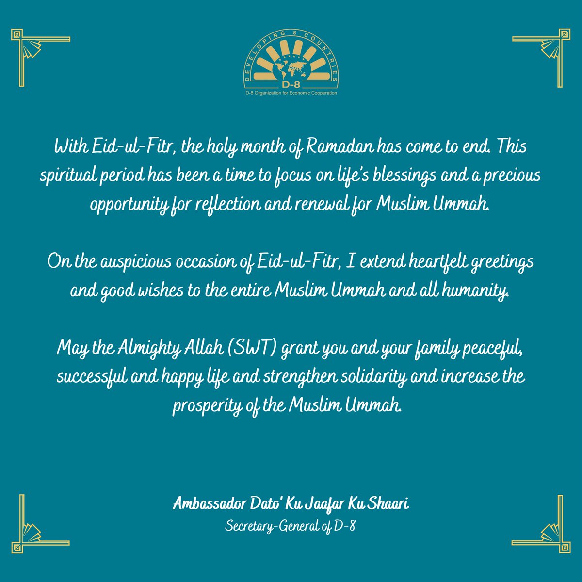 #EidMubarak to the entire Muslim Ummah. 

#Bangladesh #Egypt #Indonesia #Iran #Malaysia #Nigeria #Pakistan #Turkey 

Secretary-General's message on Eid-ul-Fitr ⬇️