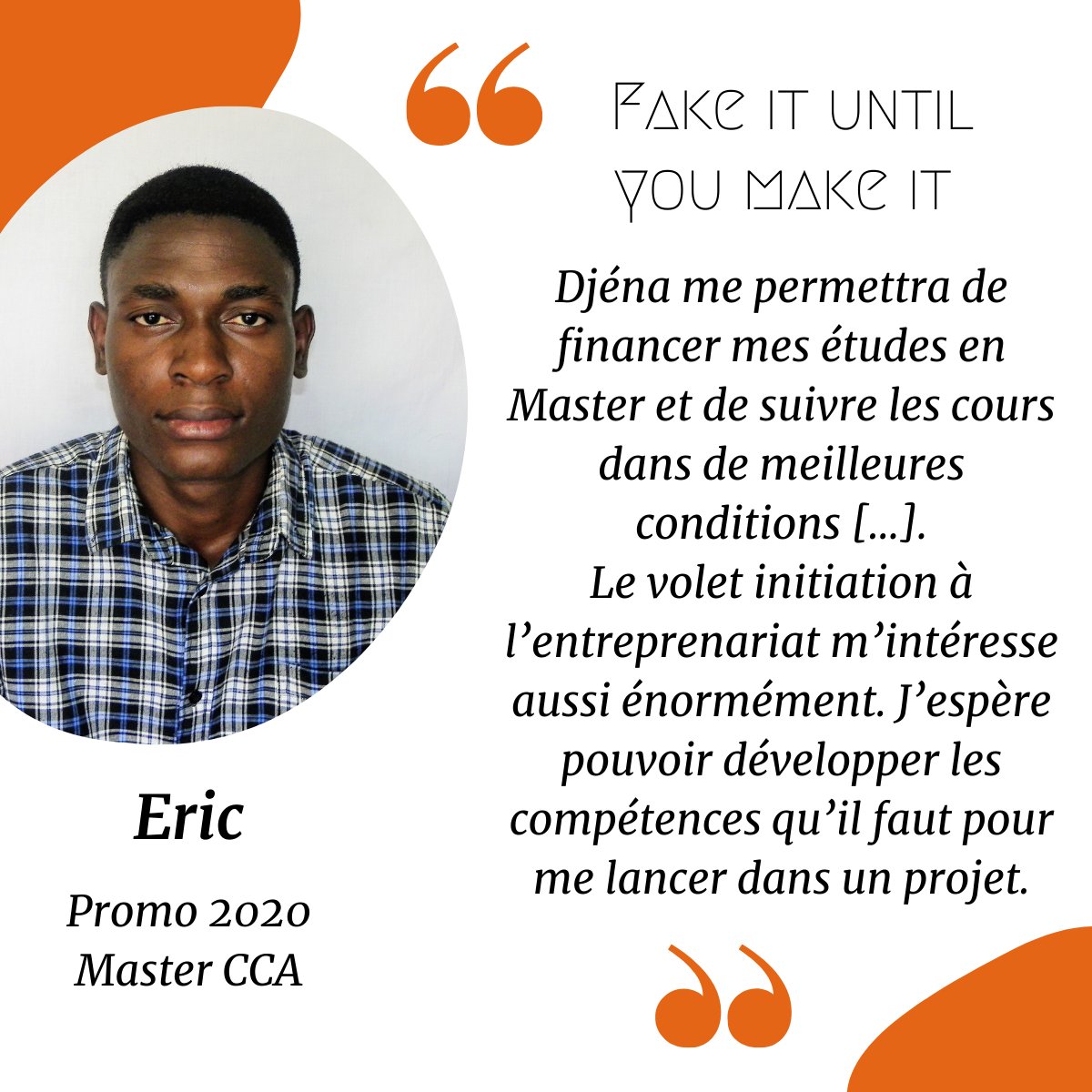 DjenaOfficiel's tweet photo. 📣👨🏿‍🎓 Nous vous présentons Eric, troisième et dernier boursier du programme Djéna qui a entamé sa rentrée universitaire il y a quelques semaines au sein de la Faculté des Sciences Économiques et de Gestion (Master Professionnel Gestion spécialité Comptabilité Contrôle &amp; Audit) 👏🏿 https://t.co/of31YvRexb