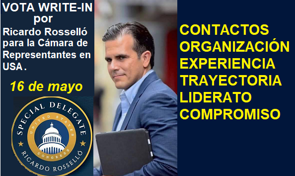 MrLuisRamos's tweet photo. Estamos #RReady para el 16 de mayo. Salgamos a votar WRITE-IN por @ricardorossello a la Cámara de Representantes de USA. CONTACTOS, EXPERIENCIA, TRAYECTORIA Y LIDERATO https://t.co/QKr2Pd1FJc