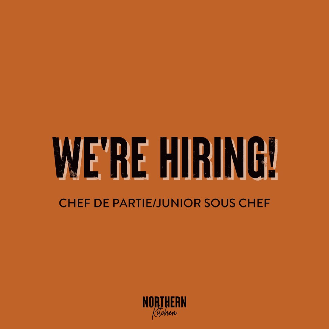 Want to work at Northern Kitchen? Well now’s your chance!

We’re looking for experienced chefs to join the team!

Min 2 years kitchen experience req.
Immediate start.

Please email your CV &amp; tell us a bit about yourself to equip@northern.kitchen