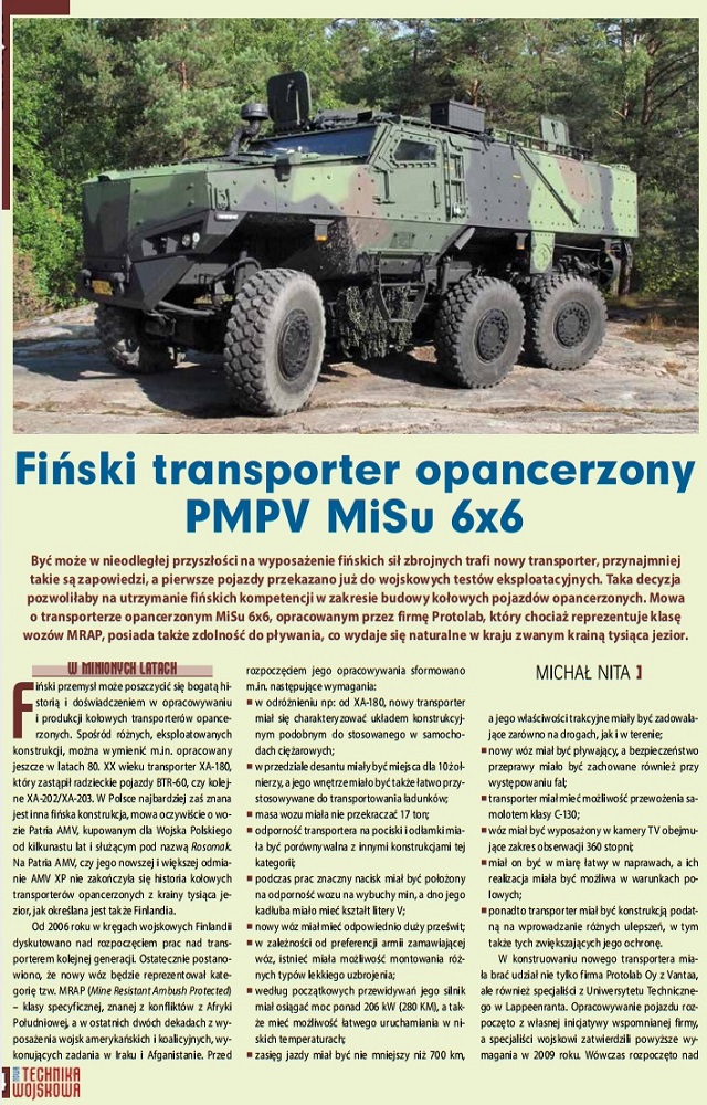 NTWojskowa's tweet photo. #MRAP, który pływa. Fiński transporter opancerzony PMPV/MiSu 6x6. #numer359 @ProtolabF https://t.co/e7VZmLoqID