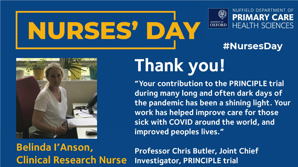 A #nursesdaymessage from Prof Chris Butler, co-chief investigator for the @trialPRINCIPLE,thanking our research nurses:

ift.tt/3w4EfTh