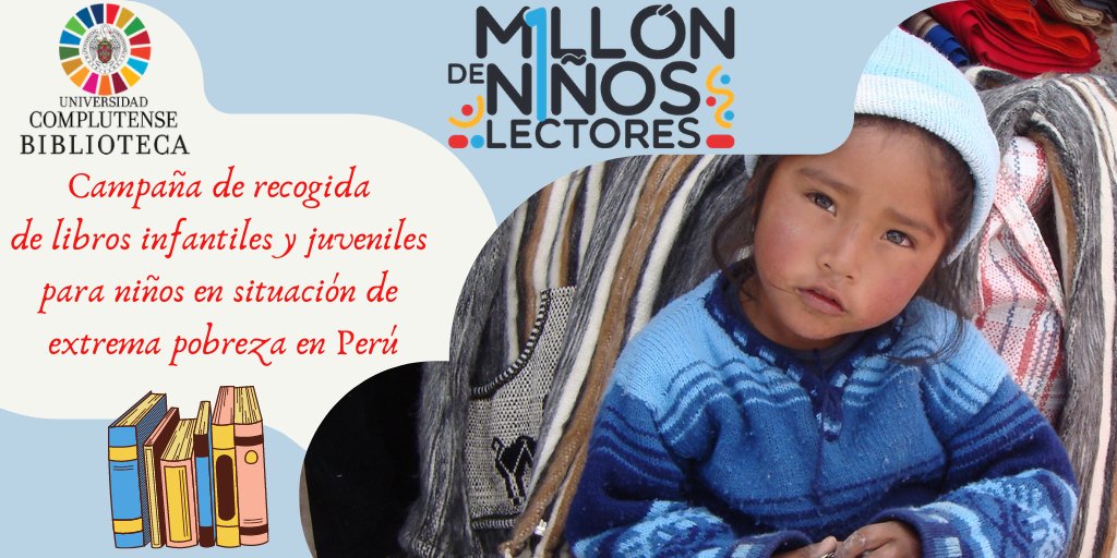 Participa en la campaña de recogida de libros  infantiles/juveniles organizada junto a <a href="/1MillonLectores/">1MillónNiñosLectores</a>; deposítalos en las cajas📥 preparadas en:
➡️La Zambrano
➡️<a href="/bucm_educacion/">UCM BiblioEducación</a> 
➡️<a href="/Psicologia_BUCM/">Biblioteca Psicología UCM</a> 
ℹ️ biblioguias.ucm.es/blog/Campana-d…
#ODSComplutense #Agenda2020 #BibliotecaComplutenseODS