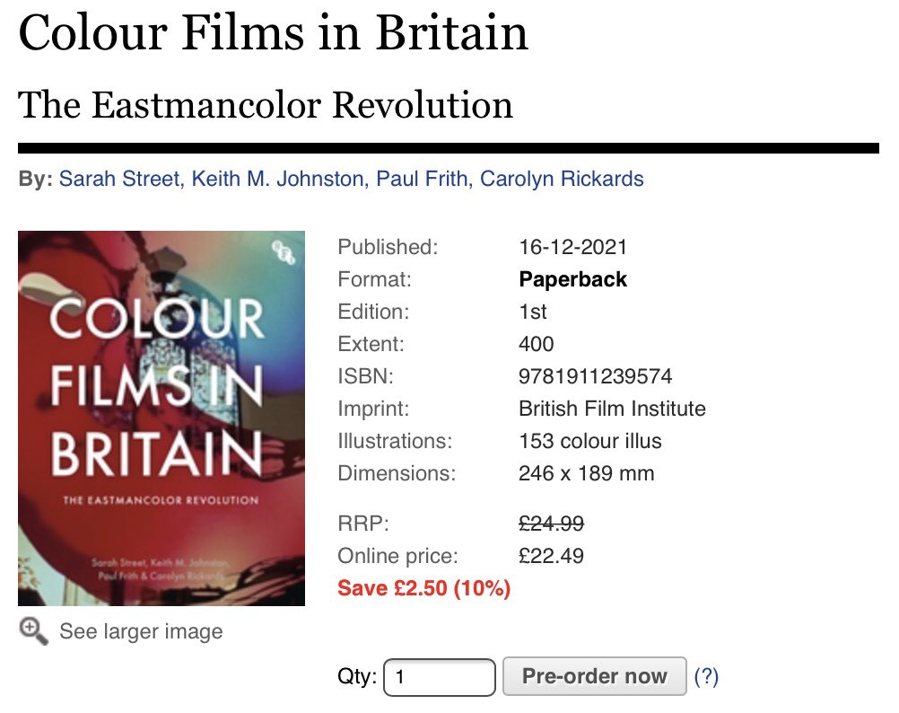 Our project book is working its way through the final stages of production.

Looks like it will arrive just in time to make an amazing (Eastman)colourful Christmas present!

bloomsbury.com/uk/colour-film…