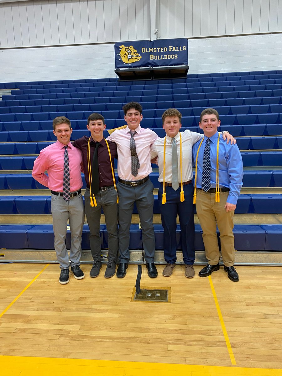 OFbaseball's tweet photo. Congrats to our Bulldog Baseball Players inducted into the National Honor Society Last Night! Pictured here is Andrew Dirk, Anthony Lyons, Carter Gast, Carson Balfour, and Connor Simon. https://t.co/VDup6gudie