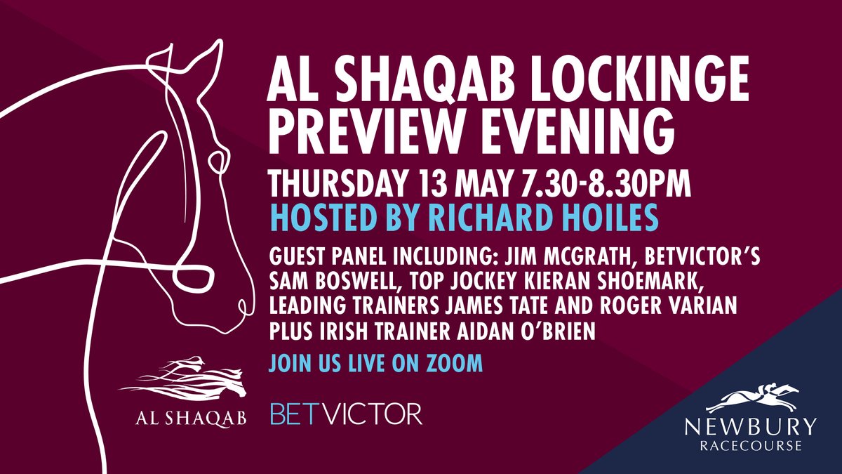 We have two exciting additions to our @AlShaqabRacing Lockinge Preview Evening👀 @varianstable and James Tate will be joining @Ballydoyle maestro Aidan O'Brien and @KShoemark - hosted by @RichardHoiles to run through the key runners ⭐️ Register now👉bit.ly/33pdsVm