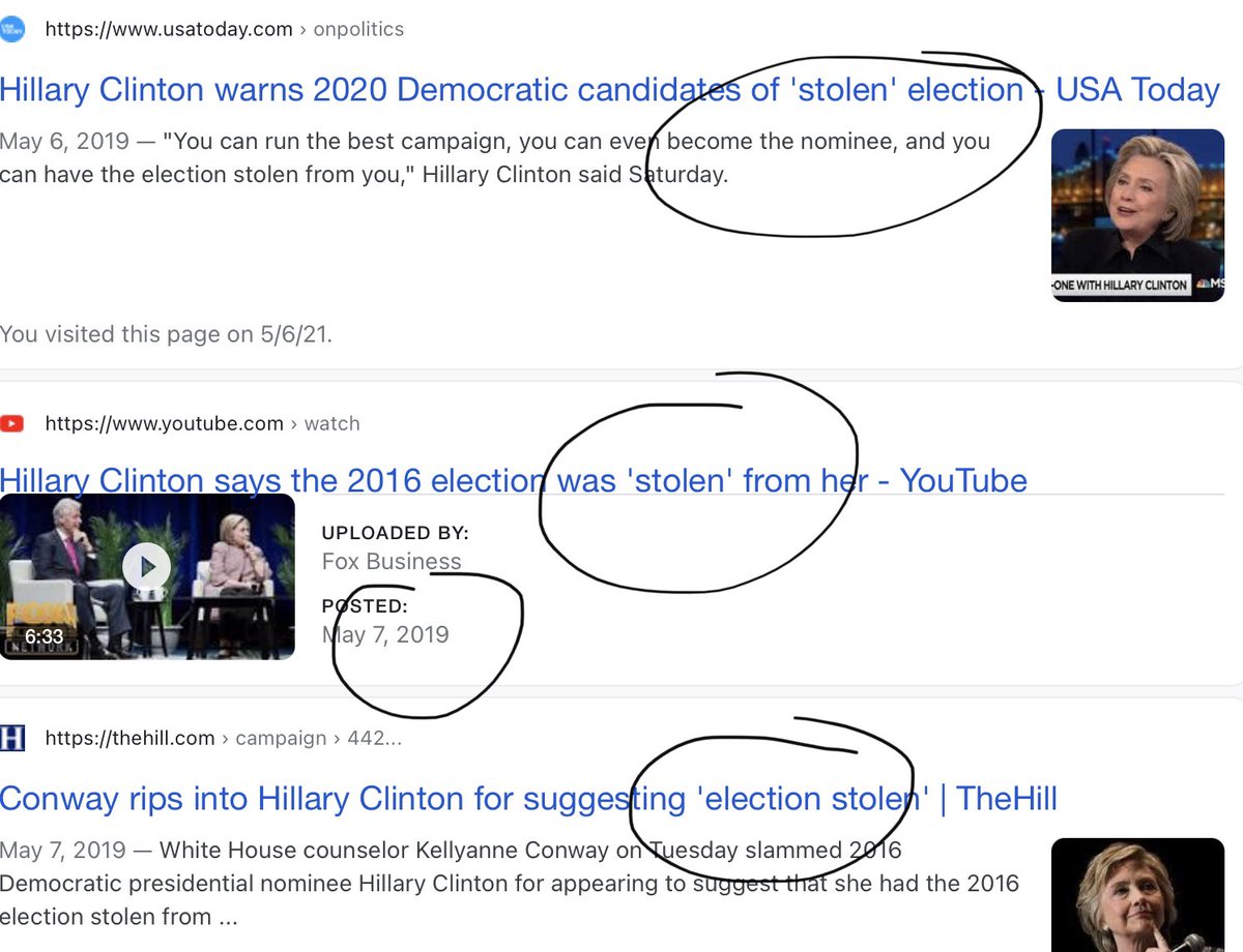 Dear @Twitter & @Facebook, Remember when you used to be concerned when a failed presidential candidate pushes a 'Big Lie' that the election was 'stolen'? When can we expect you to permanently ban @HillaryClinton? #TwitterDoubleStandards #FacebookDoubleStandards