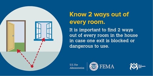 Do you know at least two ways out of every room in your home? One exit may be blocked or too dangerous to use in an emergency situation. Plan ahead and discuss your ways out with your family. Every second counts in an emergency #WSFESFireSafeWednesday
