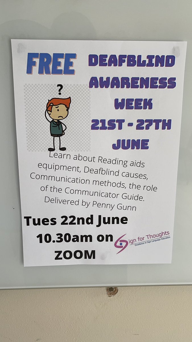 Signforthoughts's tweet image. A free Deafblind awareness session on 22 June from 10.30am-12noon , booking essential Signforthoughts.co.uk/enrol 
#deafblindawareness