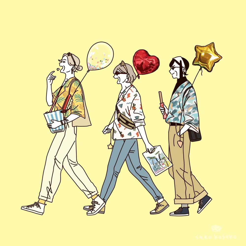 balloon walking multiple boys shirt pants holding balloon profile  illustration images