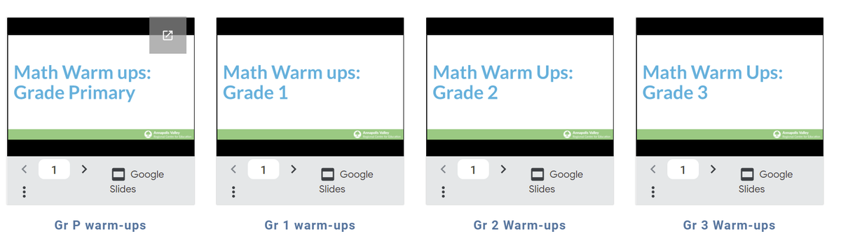 Hey AVRCE friends - there are some Math warm ups on our Launchpad site for Grades P-9.  🧮
Warm up questions for EVERY outcome in Google Slides.  Take a peek 👀
sites.google.com/gnspes.ca/avrc…