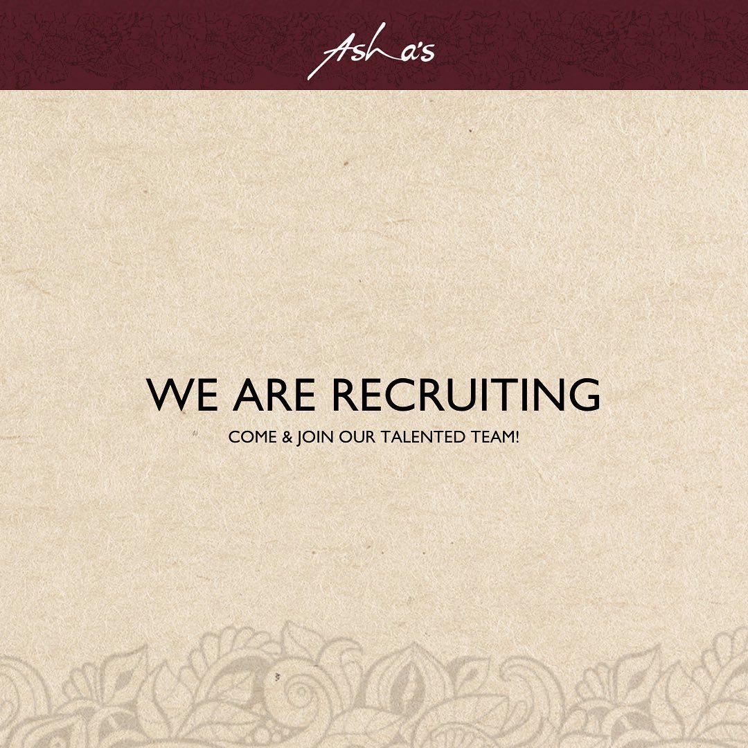 Asha's Manchester (@ashasmanchester) on Twitter photo WE ARE RECRUITING! ππ»β
β
We are now looking to recruit the following positions to come join our already talented team at Asha's Manchester:β
β
- Bartenders β
- Supervisors β
- Waitersβ
Send your CV to π² reservations@ashasmanchester.co.ukβ
#ashas #indianfood #jointheteam WE ARE RECRUITING! ππ»β
β
We are now looking to recruit the following positions to come join our already talented team at Asha's Manchester:β
β
- Bartenders β
- Supervisors β
- Waitersβ
Send your CV to π² reservations@ashasmanchester.co.ukβ
#ashas #indianfood #jointheteam