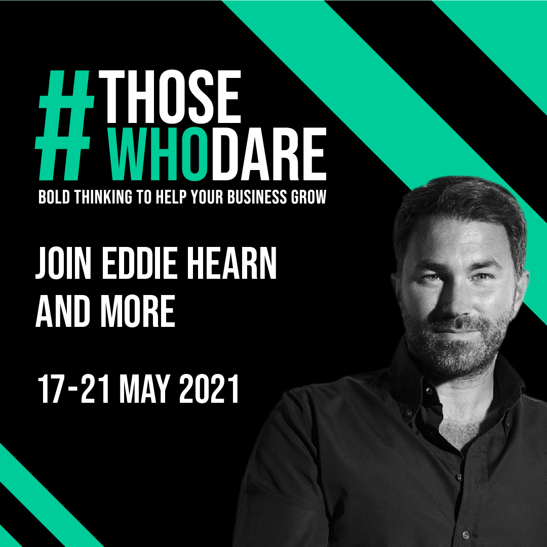 Thanks to our partner <a href="/VodafoneUKBiz/">Vodafone Business UK</a> join Eddie Hearn, Sharmadean Reid MBE &amp; 30+ bold business thinkers for #ThoseWhoDare, 17-21 May. 

In just 1⃣ hour a day, hear how they’ve dared to be different &amp; how you can level up your business. 

Reserve your spot: hopin.com/events/thosewh…