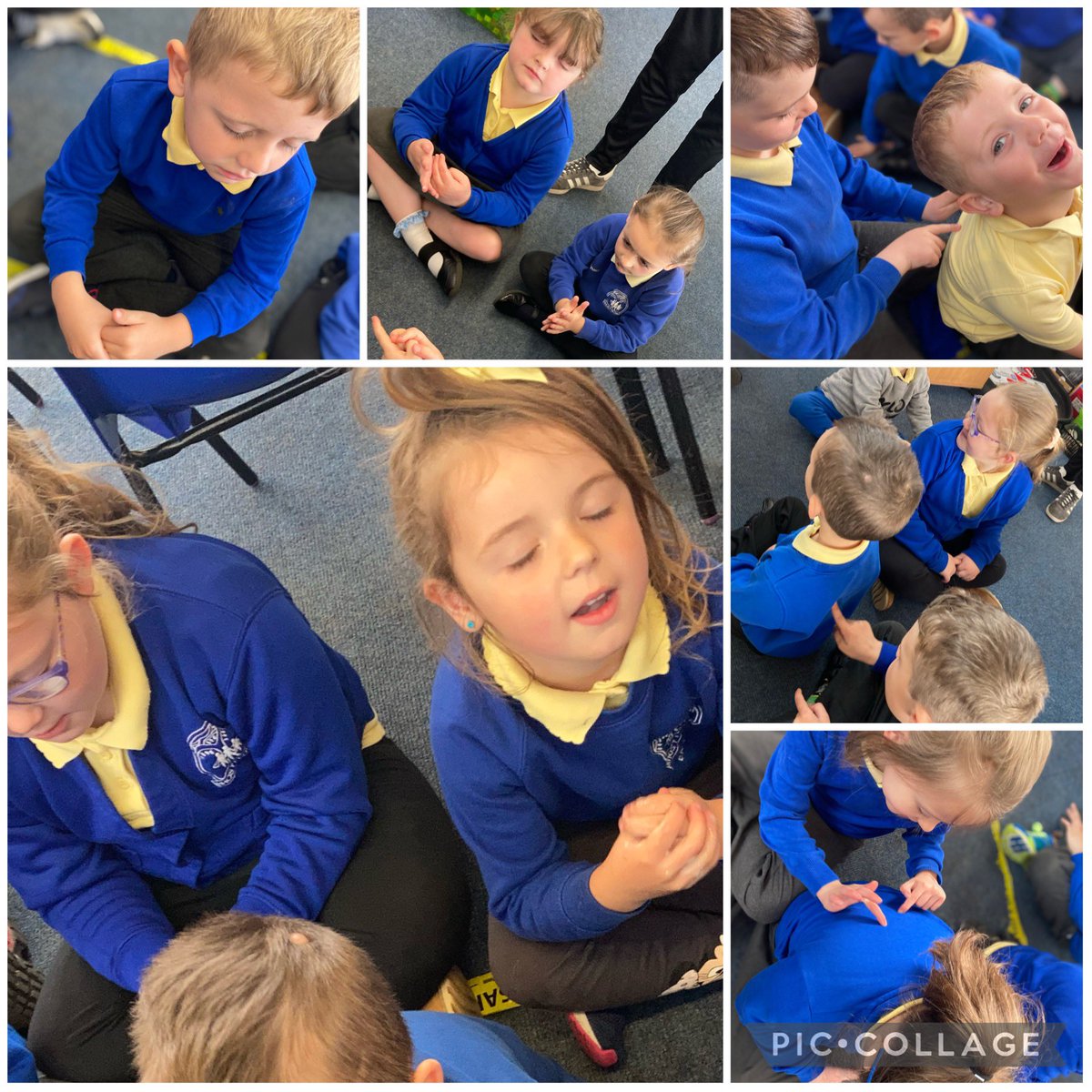 RyfMelyn21's tweet photo. We love our relaxing jobs. It helps keep our minds healthy and happy. This week we are drawing on our the backs of our friends and giving ourselves a hand massage 🌈😀#Mindfulness #MentalHealthAwarenessWeek2021 #HealthyHarri #BeTheBestYou #RyfArticle31 @rhosyfedwen https://t.co/i3ms6Ut6sW