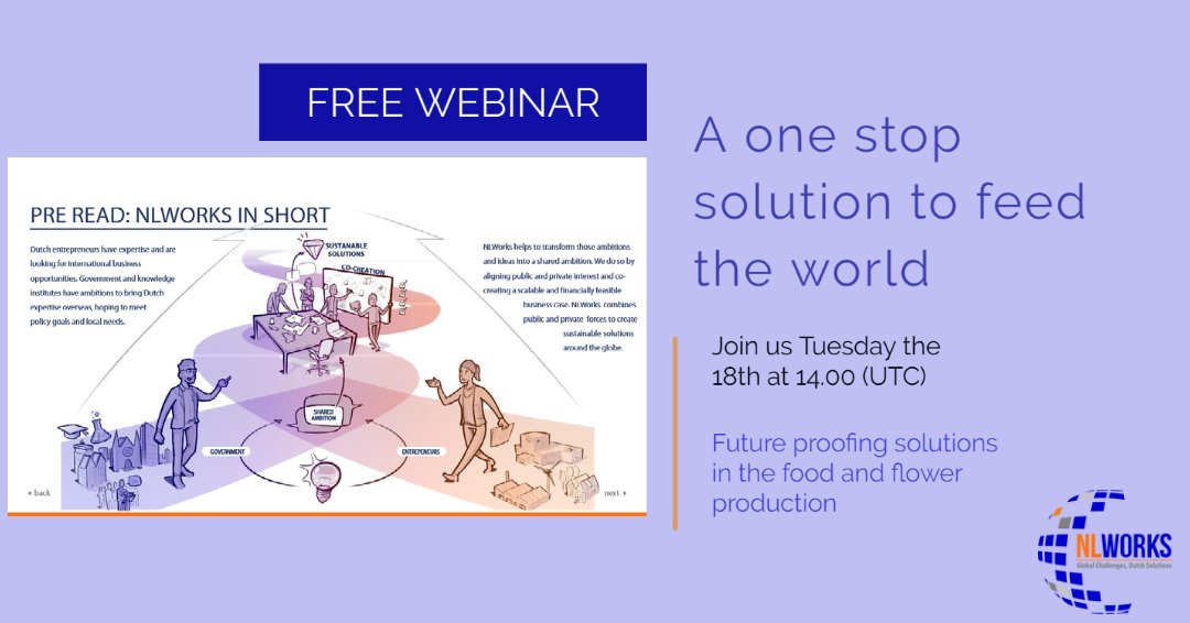 Join our free webinar: One stop solution to feed the world. NLWorks contributes to this ambition. We match societal challenges with business opportunities through public-private collaboration.More info and registration: lnkd.in/exKd9Mg