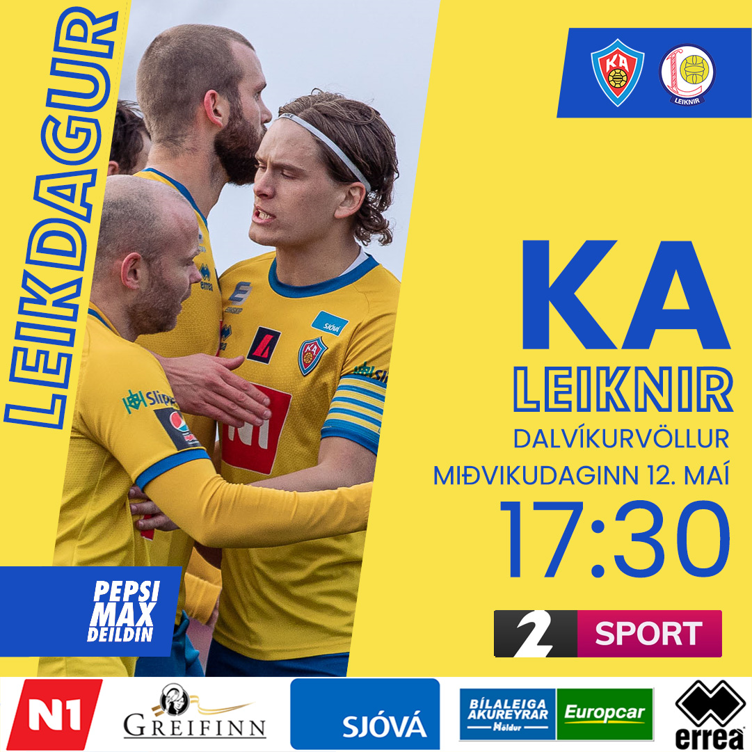 KA (@kaakureyri) on Twitter photo ⚽️ LEIKDAGUR! Fyrsti heimaleikur sumarsins er á Dalvík!
🏆 <a href="/pepsimaxdeildin/">Pepsi Max deildin</a>
🆚 @LeiknirRvkFC
📍 Dalvíkurvöllur
⏰ 17:30
🎥 Beint á Stod2.is
📣 Áfram KA!
#LifiFyrirKA ⚽️ LEIKDAGUR! Fyrsti heimaleikur sumarsins er á Dalvík!
🏆 <a href="/pepsimaxdeildin/">Pepsi Max deildin</a>
🆚 @LeiknirRvkFC
📍 Dalvíkurvöllur
⏰ 17:30
🎥 Beint á Stod2.is
📣 Áfram KA!
#LifiFyrirKA