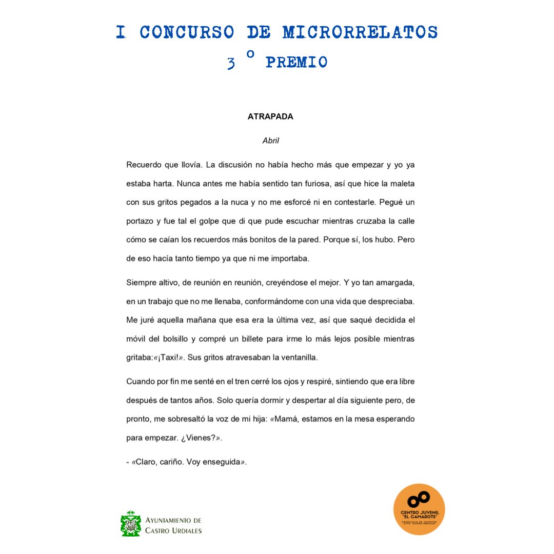 ✒️Ganadores del I Concurso de Microrrelatos✒️
✍🏼Muchas gracias por la participación a los 21 participantes. 
#castrourdiales #microrrelato