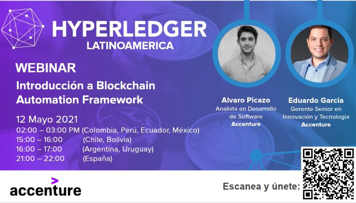 Diseñar una red #Blockchain pareciera ser complejo. 
¡Descubre como simplificarlo en nuestro webinar de hoy!

📆 Miércoles 12 de Mayo junto a especialistas de <a href="/Accenture/">Accenture</a>. 

👉lnkd.in/eAm9Ph8

Horarios:
14:00 🇨🇴 🇵🇦 🇲🇽 🇵🇪
15:00 🇧🇴 🇨🇱
16:00 🇦🇷 🇺🇾
21:00 🇪🇸

#HyperledgerLatam