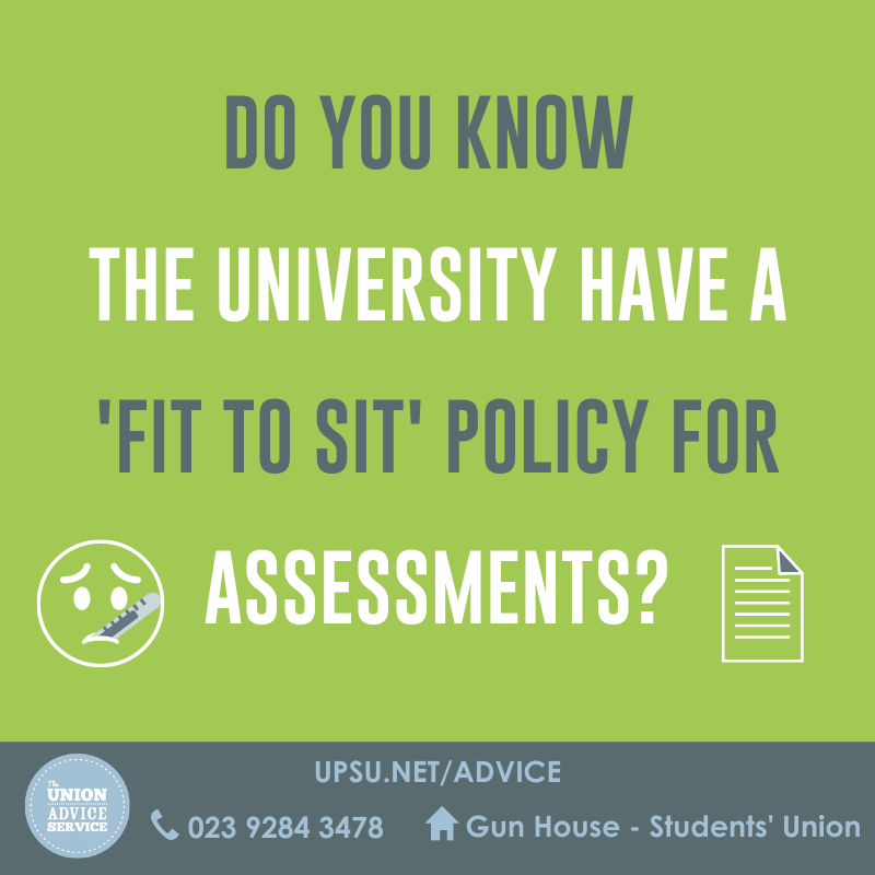 Remember that University of Portsmouth operates a 'Fit to Sit' Policy for assessments and exams. For more information, visit our website buff.ly/3jCCsOE