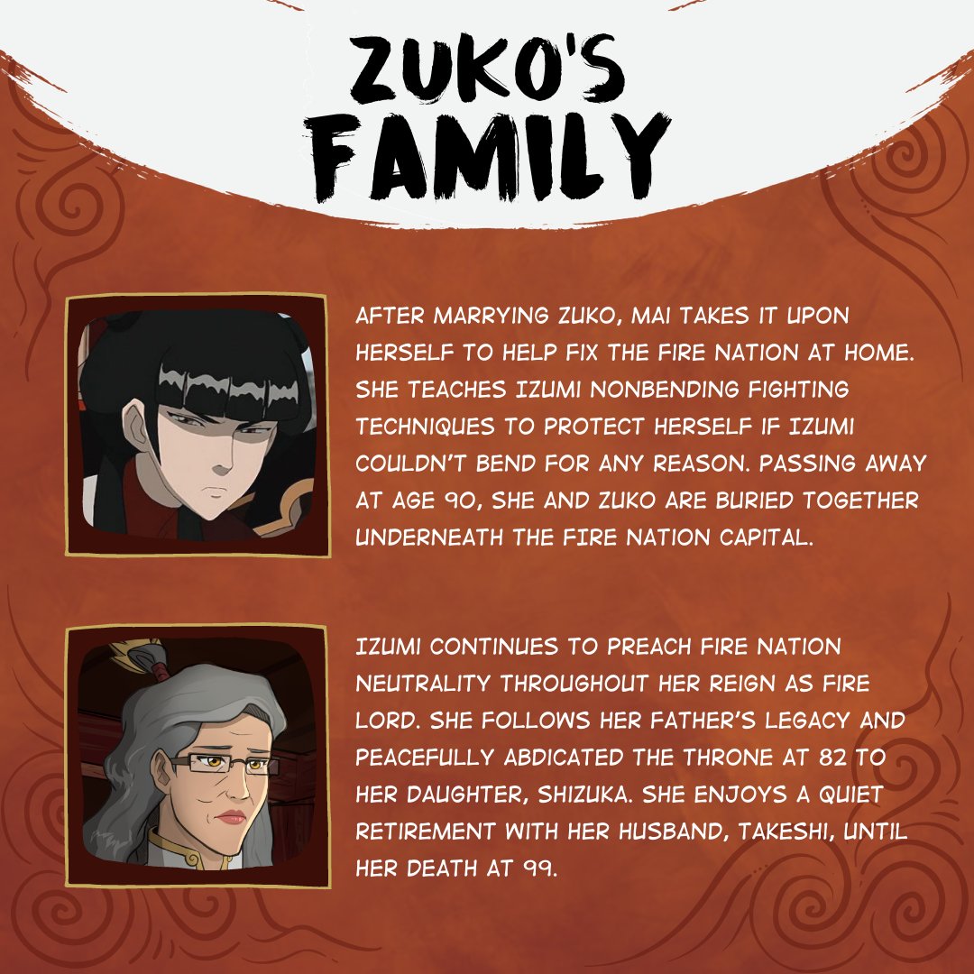 What happened to Mai and Izumi in the Legend of Genji?

Mai marries Zuko, and she makes a fantastic leader as they work together to undo a century of violence. Izumi continues her parents' legacy of peace for the Fire Nation.

Ideas and texts by <a href="/amurthenerd/">Caitlyn</a>!