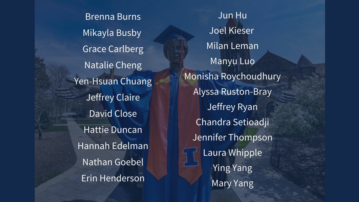 ACESIllinois's tweet image. Congratulations to those ACES students selected for Bronze Tablet! 🎉

Each year, the names of students in the top 3% of the graduating class are inscribed on a Bronze Tablet, which is displayed in the Main Library.