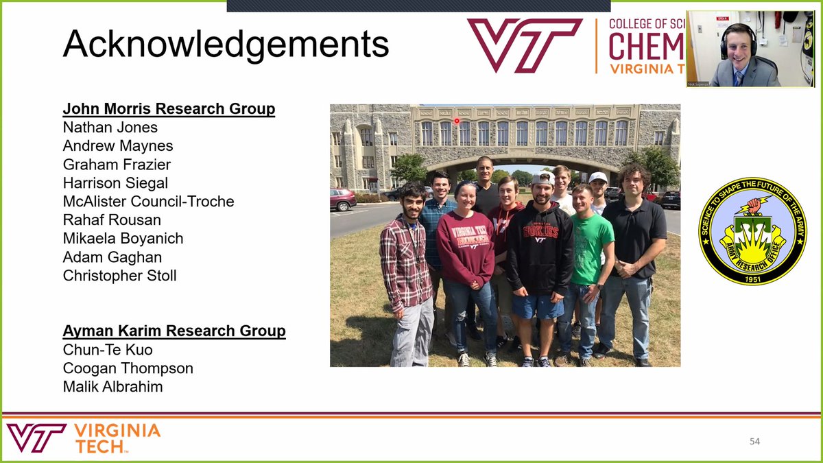 JMorrisLabVT's tweet photo. Another COVID friendly seminar to celebrate! Congratulations to Nick Sapienza for his talk on Small Molecule Oxidation over Pt/TiO2 https://t.co/ZHfOvawHQq