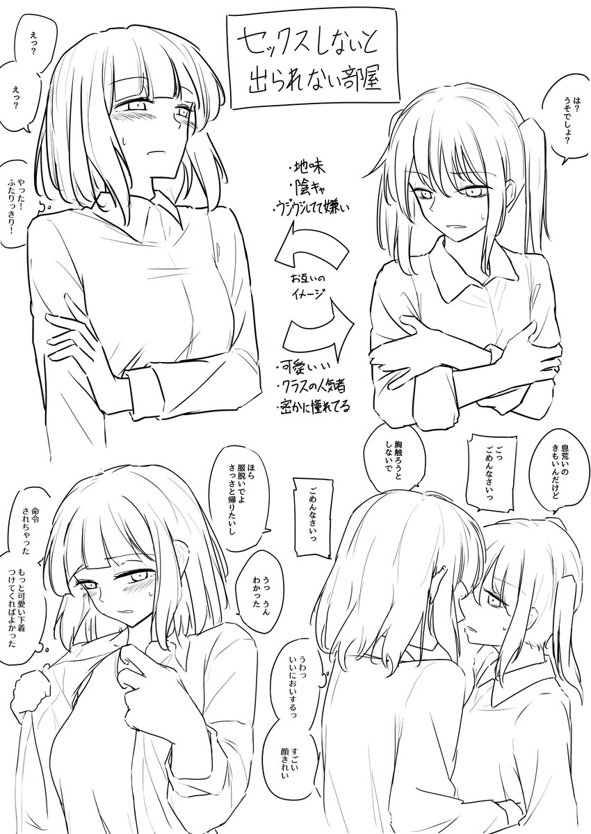 #創作百合  カースト上位の女とカースト下位の女が仕方なくえっちする話 