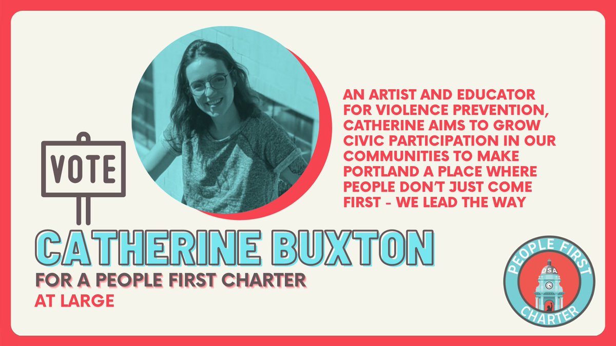 We support Catherine Buxton for Charter Commission At-Large. She wants to make Portland more responsive to residents at the neighborhood level and usher in a new era of direct democracy. We love her ideas for citizen assemblies! catherineforcharter.com