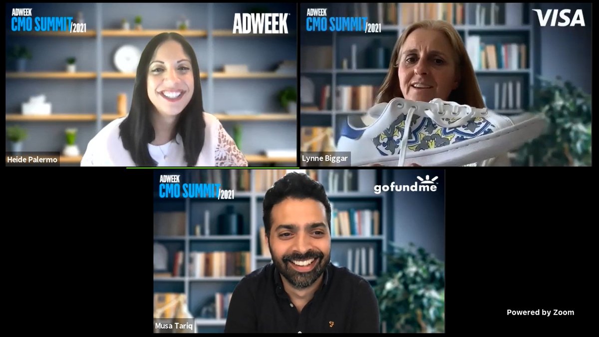 Sneaker game strong today, <a href="/LynneBiggar/">Lynne Biggar</a>! <a href="/musa/">Musa</a> and I were def impressed. Great convo with these two genuinely awesome leaders at #AdweekCMO Summit. <a href="/Adweek/">ADWEEK</a>
