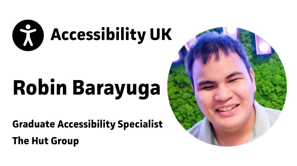Meet our panelist <a href="/RobinB96/">Robin Barayuga</a>. Robin is a Graduate Accessibility Specialist at @thehutgroup where he is combining his lived experience of being born blind with a more nuanced understanding of accessibility which is helping him in making impactful contributions! #GAAD #A11yUK