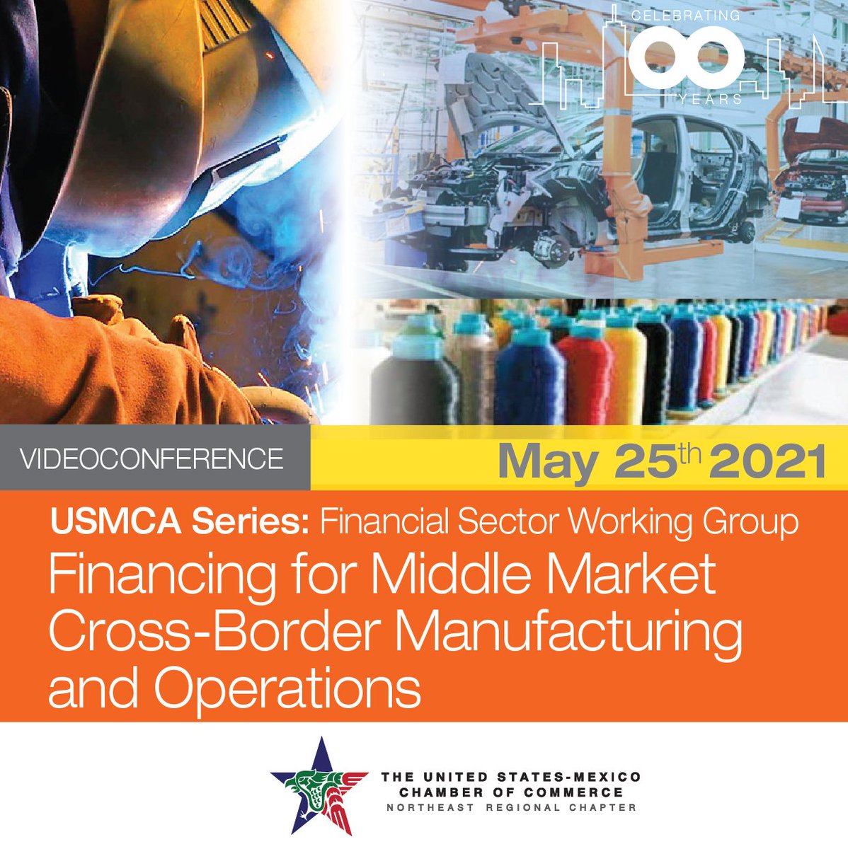 US-Mexico Chamber of Commerce, Northeast Chapter (@usmcocne1) on Twitter photo Join us for a webinar to discuss financing for cross-border middle market manufacturing & operations.
SPEAKERS: Sara Sandin <a href="/Hacienda_Mexico/">Hacienda</a> Luis Noriega <a href="/EximBankUS/">Export-Import Bank</a> John Min <a href="/TempusFX/">Tempus</a> Rafael Valladares #ValPer & Vicente Ferrer <a href="/SantanderBankUS/">Santander Bank US</a>
More info: cvent.me/qMEYMV Join us for a webinar to discuss financing for cross-border middle market manufacturing & operations.
SPEAKERS: Sara Sandin <a href="/Hacienda_Mexico/">Hacienda</a> Luis Noriega <a href="/EximBankUS/">Export-Import Bank</a> John Min <a href="/TempusFX/">Tempus</a> Rafael Valladares #ValPer & Vicente Ferrer <a href="/SantanderBankUS/">Santander Bank US</a>
More info: cvent.me/qMEYMV