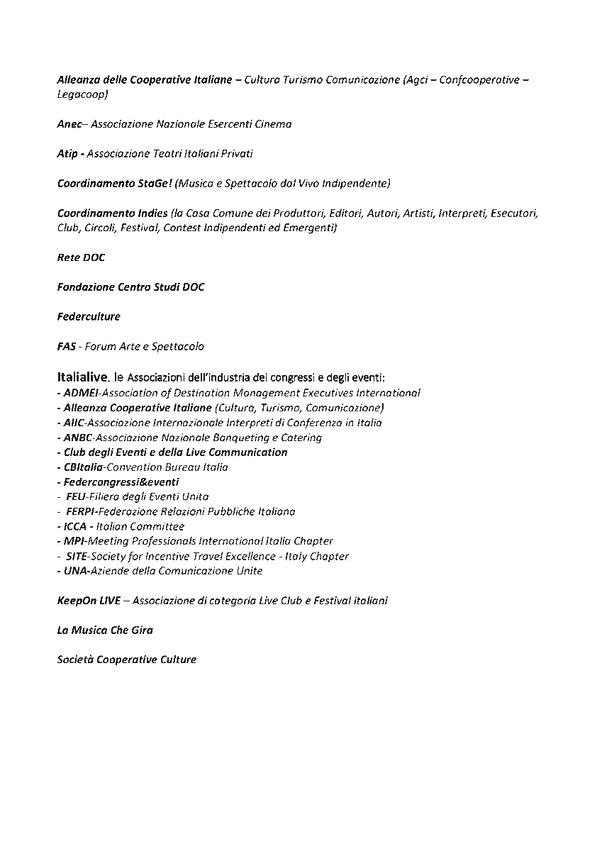 La nostra lettera al Presidente del Consiglio #MarioDraghi, insieme con le associazioni della filiera della #cultura, degli #eventi e dello #spettacolo, per lanciare un appello a #sostegno dei lavoratori e delle #imprese del settore. Oramai riaprire non basta più! #Italialive