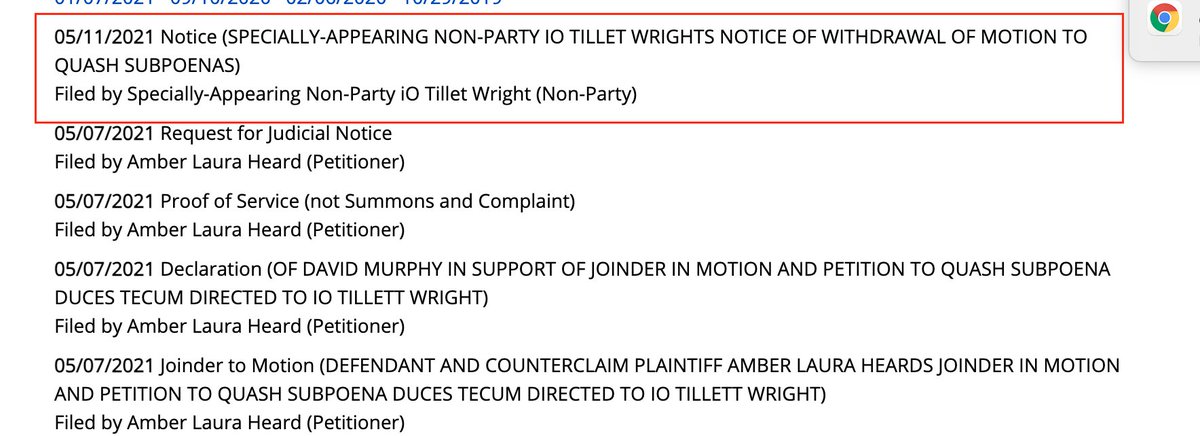 LauraBockov's tweet photo. 💥UPDATE: Johnny Depp vs Amber Heard (CA)
Just a few days after AH files to Join with IO in his attempt to quash his deposition/document deposition - he and Depp Team have reached an agreemenbt and
💥HE WITHDRAWS HIS QUASH.💥

Seems like IO not so aligned with AH right now. https://t.co/YC6fJUnK04