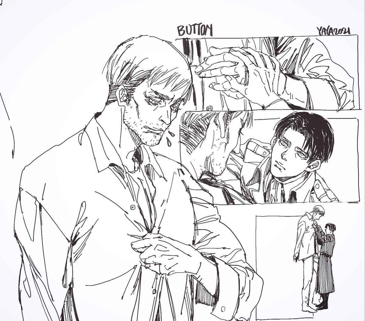 Although losing an arm seems didn't put a damn effect on Erwin in his daily routine, I'd like to consider that it do cause some frustration in the beginning #eruri #エルリ 