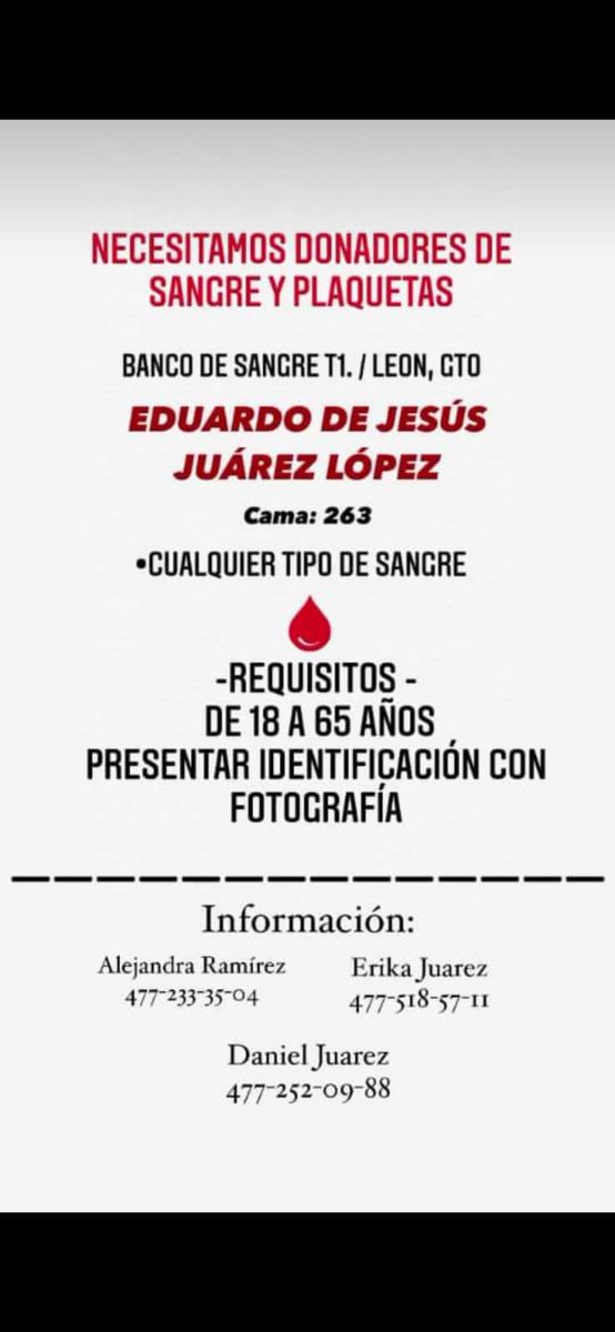 SoyTuFriducha's tweet photo. 🚨URGEN DONADORES🚨 https://t.co/ahU5h4KIUv