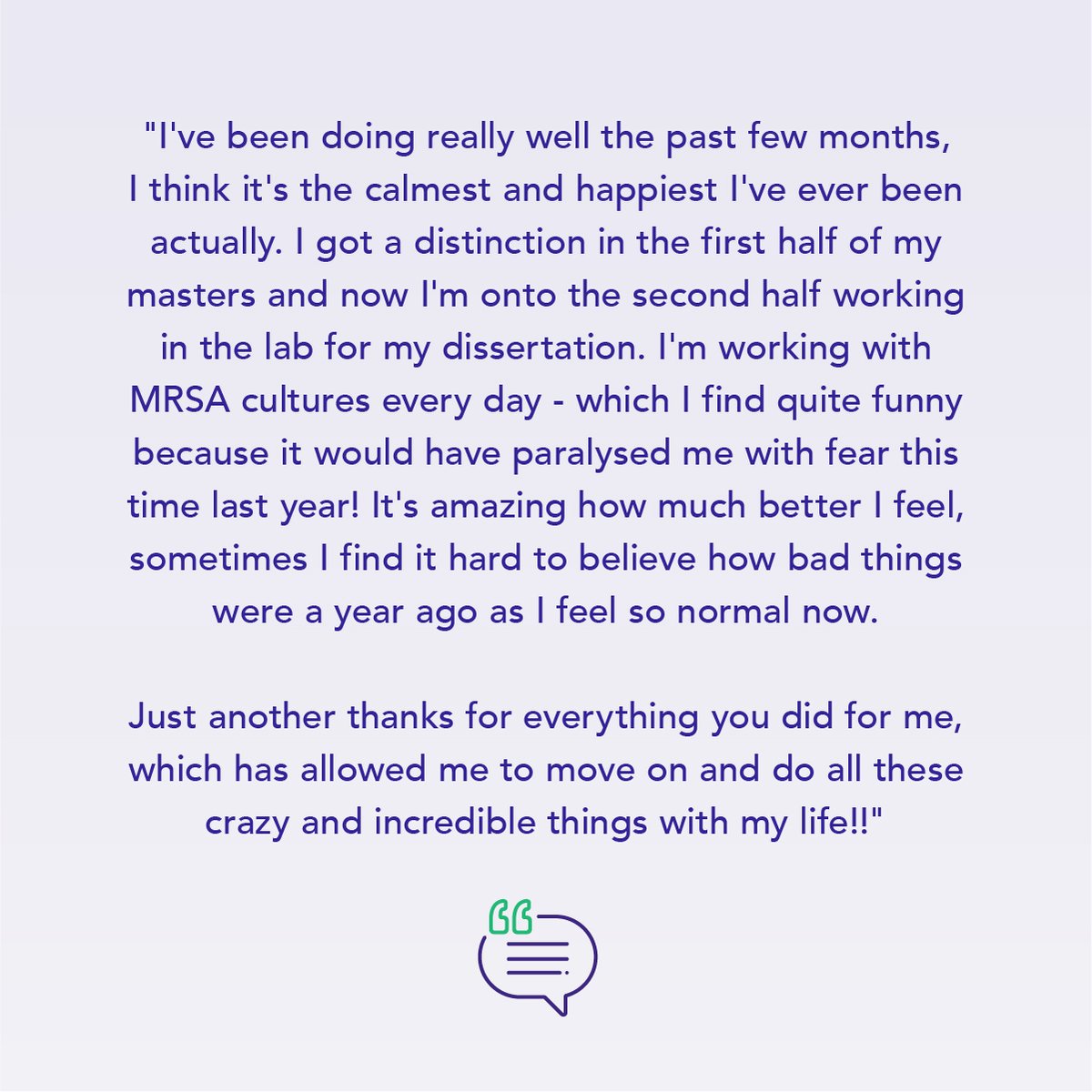 A message one of our therapists recently received from a member they used to work with.
We loved reading this as it shows that no matter what you're currently experiencing, things can get better. Much better, in fact. #MentalHealthAwarenessWeek