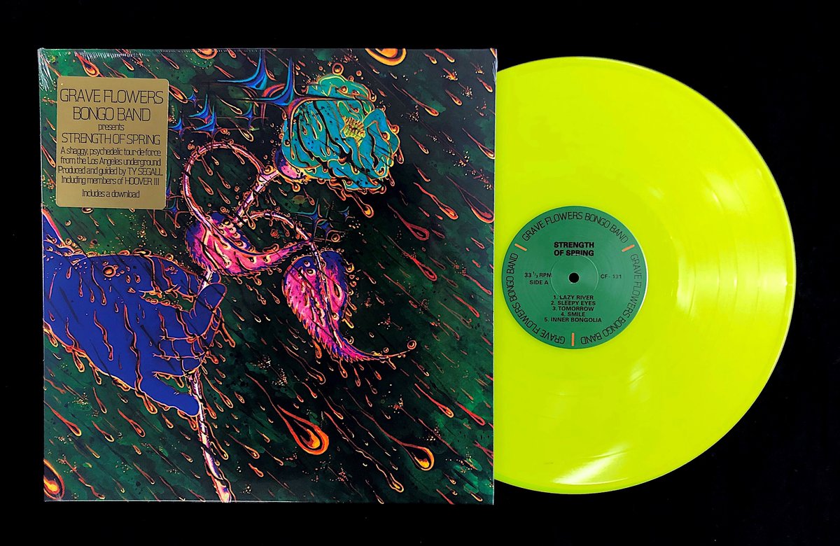 residentmusic's tweet photo. GRAVE FLOWERS BONGO BAND 
Strength Of Spring 
V. ltd (300 only for uk) neon yellow lp/lp/cd
Preorder: https://t.co/5PikkuvuMK 
Rumbling and a-rolling, lick-filled hazy psych coming out of yer man Dwyer’s label fortress. And MY! Ain’t it pretty?!
#graveflowersbongoband
#castleface https://t.co/7p7uzEWOEf