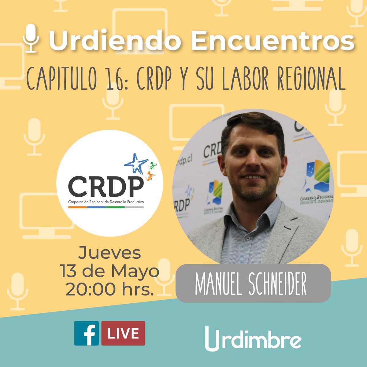 RevUrdimbre's tweet photo. Mañana conversaremos con @Crdp_Coquimbo en un nuevo capítulo de Urdiendo Encuentros👥🗣️. Nos contarán sobre el trabajo que realizan a nivel regional, además de hablarnos sobre las capacitaciones o apoyos que tienen para las mipymes en estas fechas. Te esperamos. 
#crdpcoquimbo https://t.co/DbSMqbaj0T