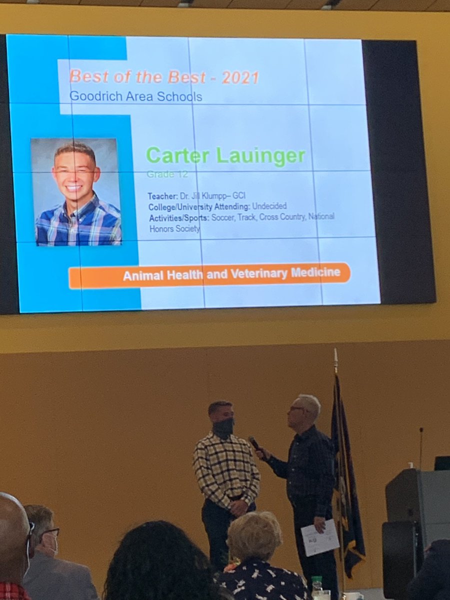 Congratulations to Carter Lauinger(Animal Health and Veterinary Medicine) Goodrich High School Class of 2021 Best of the Best CTE student! #wearegoodrich