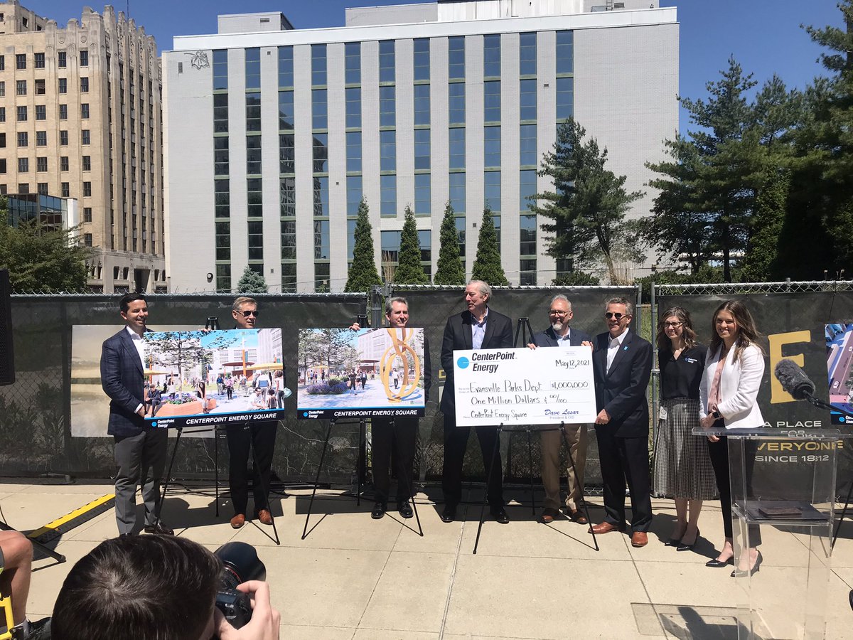 ANNOUNCEMENT:  $1 million grant from the CenterPoint Energy Foundation to renovate park at 4th and Main
 
#DTEVV #DowntownEvansville