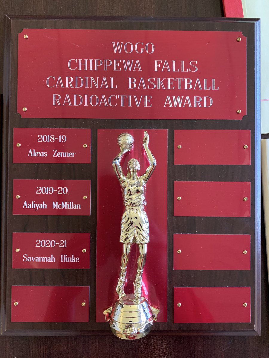 Better late then never! Savannah Hinke was awarded the <a href="/WOGOsports/">WOGO Radio 103.1FM</a> “Radioactive Award” for her efforts during the 20/21 girls basketball season! Congratulations to Savannah! Her name will be added to our plaque to display at our HS. #MightyCardinals