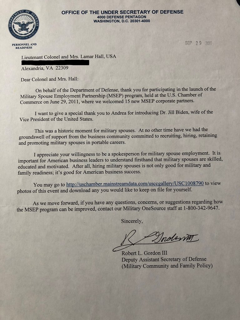Today <a href="/hiringourheroes/">Hiring Our Heroes</a> celebrates the decade of work supporting #militaryspouse employment. What an honor to have introduced Dr. Jill Biden <a href="/FLOTUS/">First Lady Melania Trump</a> 10 years ago and to see her still leading the charge. #HOHSpouseSummit #ShapingTheFuture #MilitarySpouseAppreciation #JoiningForces